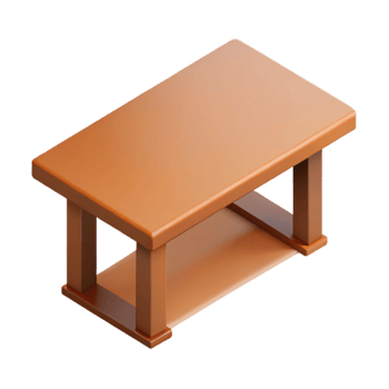 majestic melancholic geometric Minimal isometric table with single-weight stroke and brown color with Scalable Design. high quality png