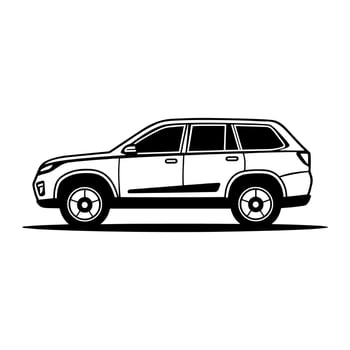 Black and white illustration of a suv vector