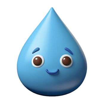 glorious traditional Raindrop character with two small, round eyes. Clean lines, flat color with Scalable Design. high resolution png