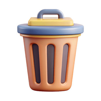 vibrant joyful industrial A scalable trash can icon. Geometric, flat color, single-weight stroke with Scalable Design. 4K png