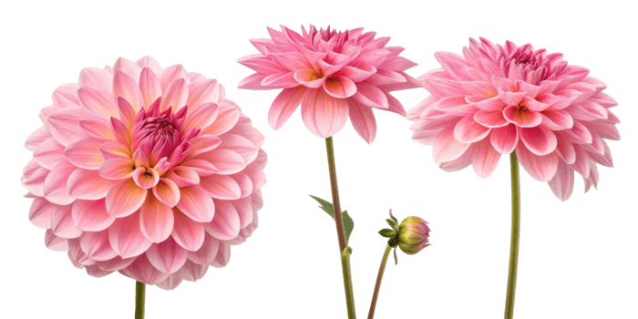 Beautiful dahlia flowers bloom in soft pink hues showcasing their intricate petals and vibrant charm png