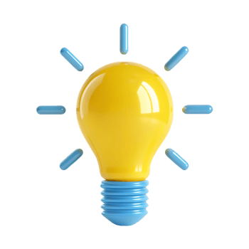 Yellow lightbulb with blue rays, idea concept png
