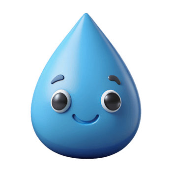 enchanting peaceful art deco Raindrop character with two small, round eyes. Clean lines, flat color, single-weight stroke with Scalable Design. studio quality png