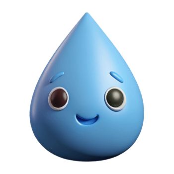 dramatic iconic Raindrop character with two small, round eyes. Clean lines, flat color with Scalable Design. png