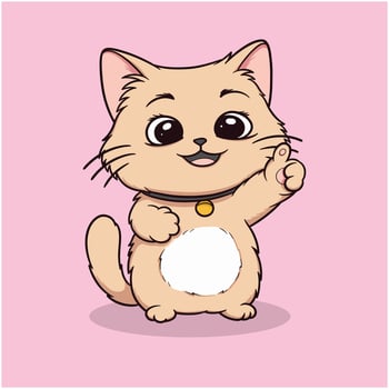Cheerful cartoon cat character vector