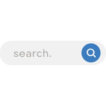 Simple search bar interface with a blue magnifying glass icon. vector
