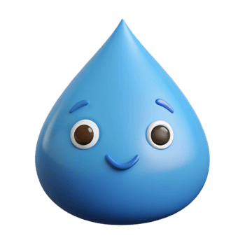 sumptuous creative Raindrop character with two small, round eyes. Clean lines, flat color, single-weight stroke with Scalable Design. refined png