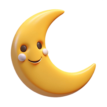 extraordinary minimalist Smiling crescent moon character with pointed tips. Clean lines, flat color, minimal design with Scalable Design. fine detail png