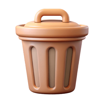 notable art deco Pictogram of a trash can. Crisp edges, minimal, flat color with Scalable Design. museum quality png