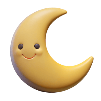quintessential modern Smiling crescent moon character with pointed tips. Flat color, clean lines, minimal design with Scalable Design. flawless png