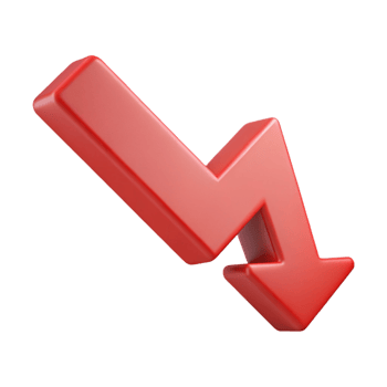 exemplary surreal Downward trending arrow with a sharp point. Clean lines, minimal with Scalable Design. 4K png