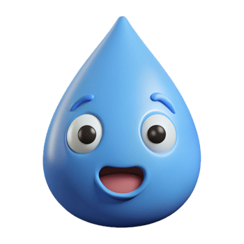 melancholic spectacular Teardrop-shaped character with a surprised expression, flat light blue with Scalable Design. original png