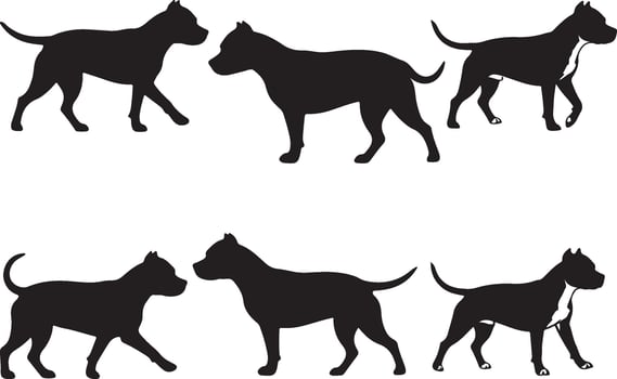 Pit bull dog silhouette illustration vector