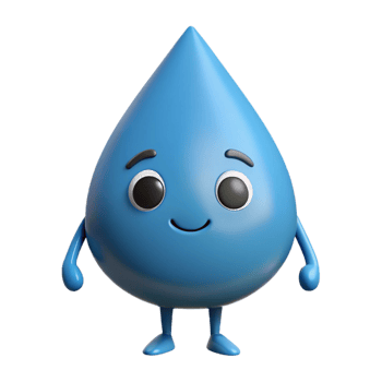 peaceful majestic Raindrop character with a friendly face, simple arms and legs. Minimal design, crisp edges, flat color with Scalable Design. impeccable png