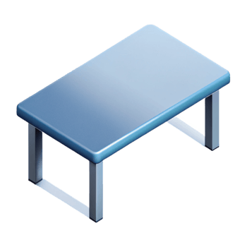 calm impressive Flat color isometric table with clean lines and a white surface with Scalable Design. sharp png