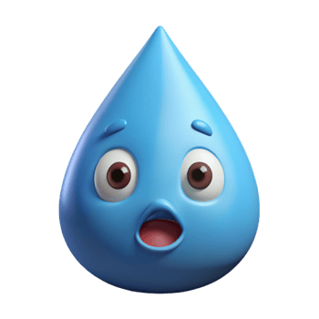 dreamy dazzling Raindrop character with a surprised expression. Crisp edges, single-weight stroke with Scalable Design. museum quality png