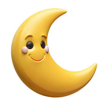 harmonious breathtaking Smiling crescent moon character, simple eyes and mouth, clean lines, flat yellow with Scalable Design. top-tier png
