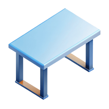 vibrant futuristic Flat color isometric table with clean lines and a white surface with Scalable Design. 4K png