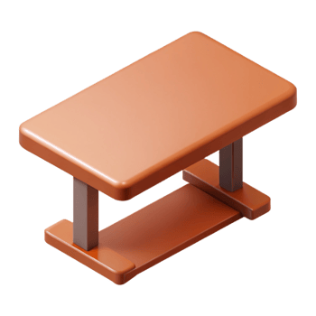 captivating peaceful classic Minimal isometric table with single-weight stroke and brown color with Scalable Design. sharp png