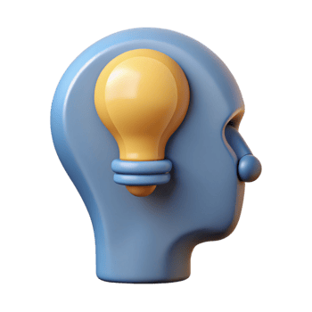 signature creative Human head silhouette with a lightbulb inside. Crisp edges, flat color, single-weight stroke with Scalable Design. premium png