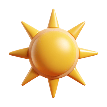 dramatic immaculate Circular sun with simple triangular rays. Minimal design, flat color with Scalable Design. studio quality png