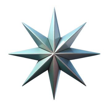 serene reflective bohemian Geometric symbol of direction. Compass rose with sharp points. Clean lines, with Scalable Design. 4K png