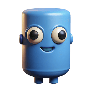 dynamic glorious Cylinder character with two small, circular eyes. Crisp edges, flat color, with Scalable Design. high resolution png