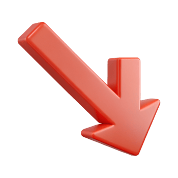 picturesque dreamy minimalist Downward trending arrow with a sharp point. Clean lines, minimal with Scalable Design. high quality png
