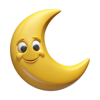 vibrant harmonious classic Smiling crescent moon character with pointed tips. Clean lines, flat yellow color with Scalable Design. impeccable png