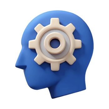 spectacular memorable Human head silhouette with gear icon inside. Minimal, flat color with Scalable Design. png