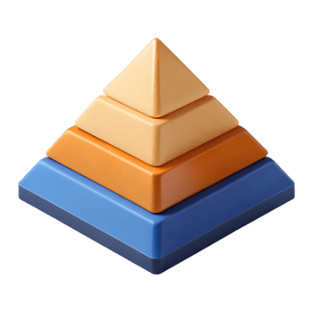 fascinating quintessential Pyramid chart with three levels, distinct flat colors. Crisp edges, clean lines, with Scalable Design. png