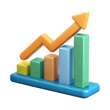 glorious energetic contemporary Upward trending arrow chart with three data points. Clean lines, flat color, minimal design with Scalable Design. luxury png