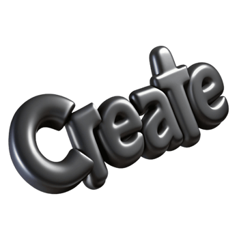 magnificent reflective futuristic The word CREATE in a thin, black, sans-serif font. Minimal, crisp edges with Scalable Design. museum quality png