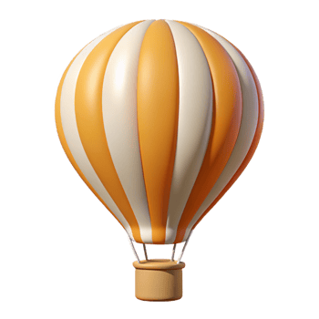 unparalleled avant-garde Scalable monoline hot air balloon. Single-weight stroke, minimal, flat color with Scalable Design. detailed png