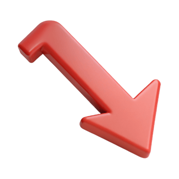 notable surreal Downward pointing arrow symbolizing decline. Clean lines, flat color, single-weight stroke with Scalable Design. gallery standard png