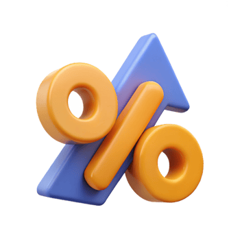 unparalleled contemporary Percentage sign with an upward arrow, flat color. Single-weight stroke, with Scalable Design. original png