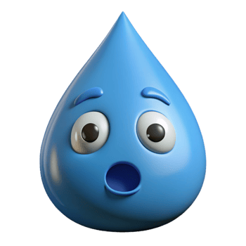 sumptuous memorable Raindrop character with a surprised expression. Crisp edges, single-weight stroke with Scalable Design. png