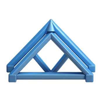 hypnotic playful impressionist Flat color blueprint of a roof truss. Geometric, minimal with Scalable Design. crisp png