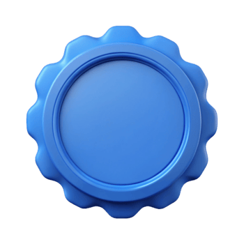 spectacular iconic Circular badge, clean lines, minimal design, flat blue color, crisp edges with Scalable Design. png