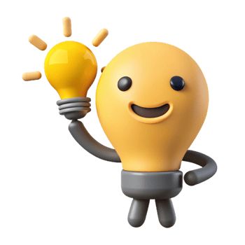 striking unforgettable Lightbulb character with a bright idea, flat yellow, with Scalable Design. png