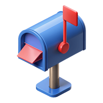 stunning melancholic geometric Isometric mailbox with clean lines and a red flag with Scalable Design. expertly shot png