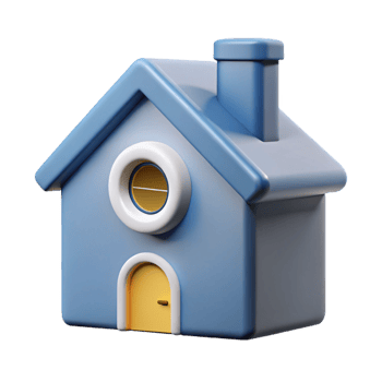 radiant acclaimed Square house with a chimney and circular window. Flat color, clean lines, minimal details with Scalable Design. png