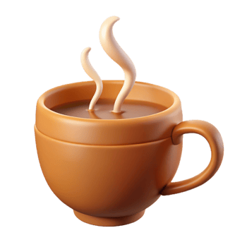 extraordinary dreamy mid-century Coffee cup with steam lines. Minimal design, crisp edges, flat color with Scalable Design. original png