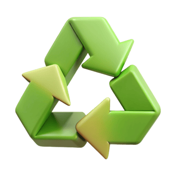 joyful vibrant Geometric recycling symbol. Sharp edges, flat color, minimal with Scalable Design. crisp png