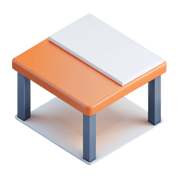 tranquil extraordinary Flat color isometric table with clean lines and a white surface with Scalable Design. detailed png