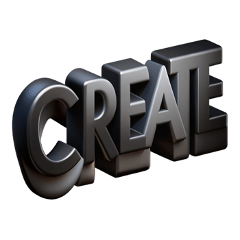 stunning contemporary The word CREATE in a bold, geometric font. Flat black with Scalable Design. original png
