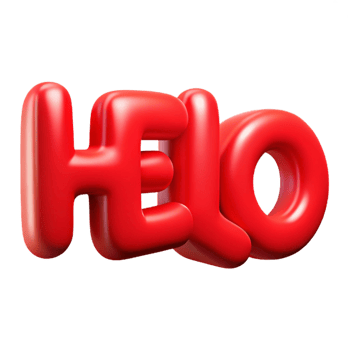 exemplary mid-century Bold, sans-serif HELLO in vibrant red. Clean lines, flat color with Scalable Design. original png