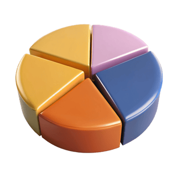 wonderful baroque Pie chart divided into four sections, contrasting flat colors. Crisp edges, clean lines, with Scalable Design. high resolution png