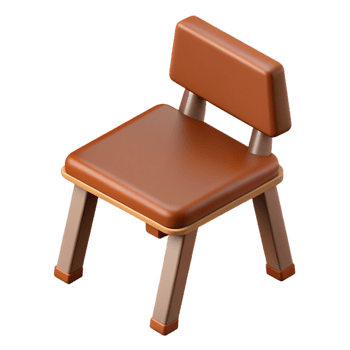 joyful beautiful Scalable isometric chair with single-weight stroke and a brown seat with Scalable Design. top-tier png