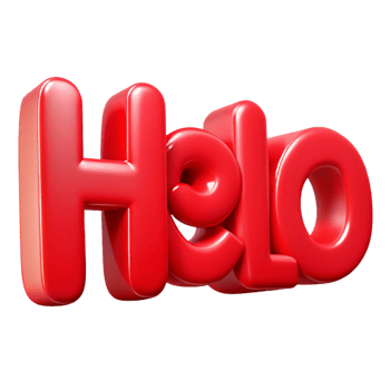wonderful retro Bold, sans-serif HELLO in flat red. Clean lines, crisp edges with Scalable Design. studio quality png